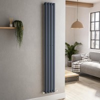 Sorrento Anthracite Vertical Oval Designer Radiator 1800x236mm Single Panel 1686 BTU