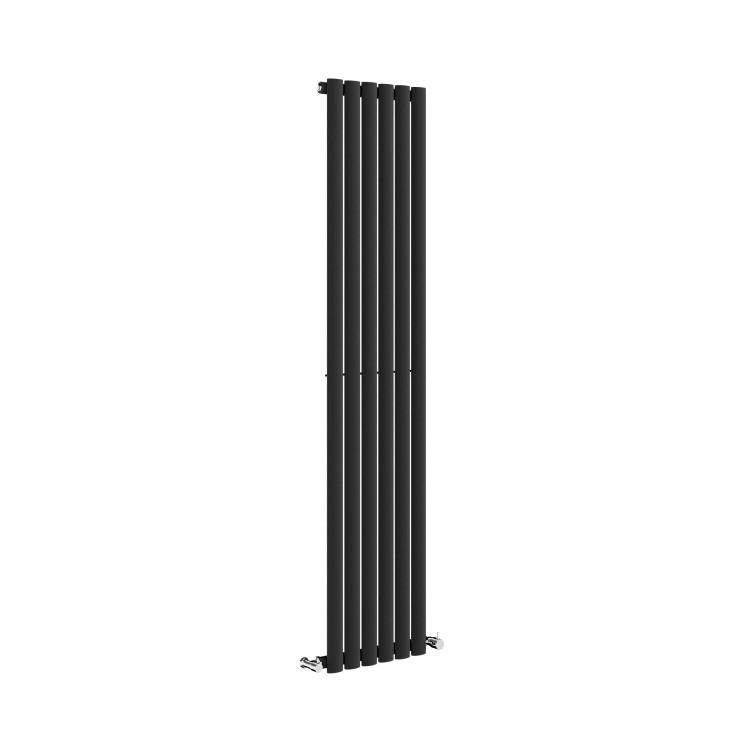 Sorrento Midnight Black Vertical Oval Designer Radiator 1600x354mm Single Panel 2282 BTU