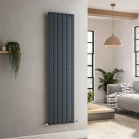 Riace Anthracite Vertical Flat Designer Radiator 1600x408mm Single Panel 2442 BTU Riace Anthracite Vertical Flat Designer Radiator 1600x408mm Single Panel 2442 BTU