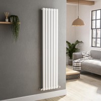 Sorrento White Vertical Oval Designer Radiator 1600x354mm Single Panel 2282 BTU