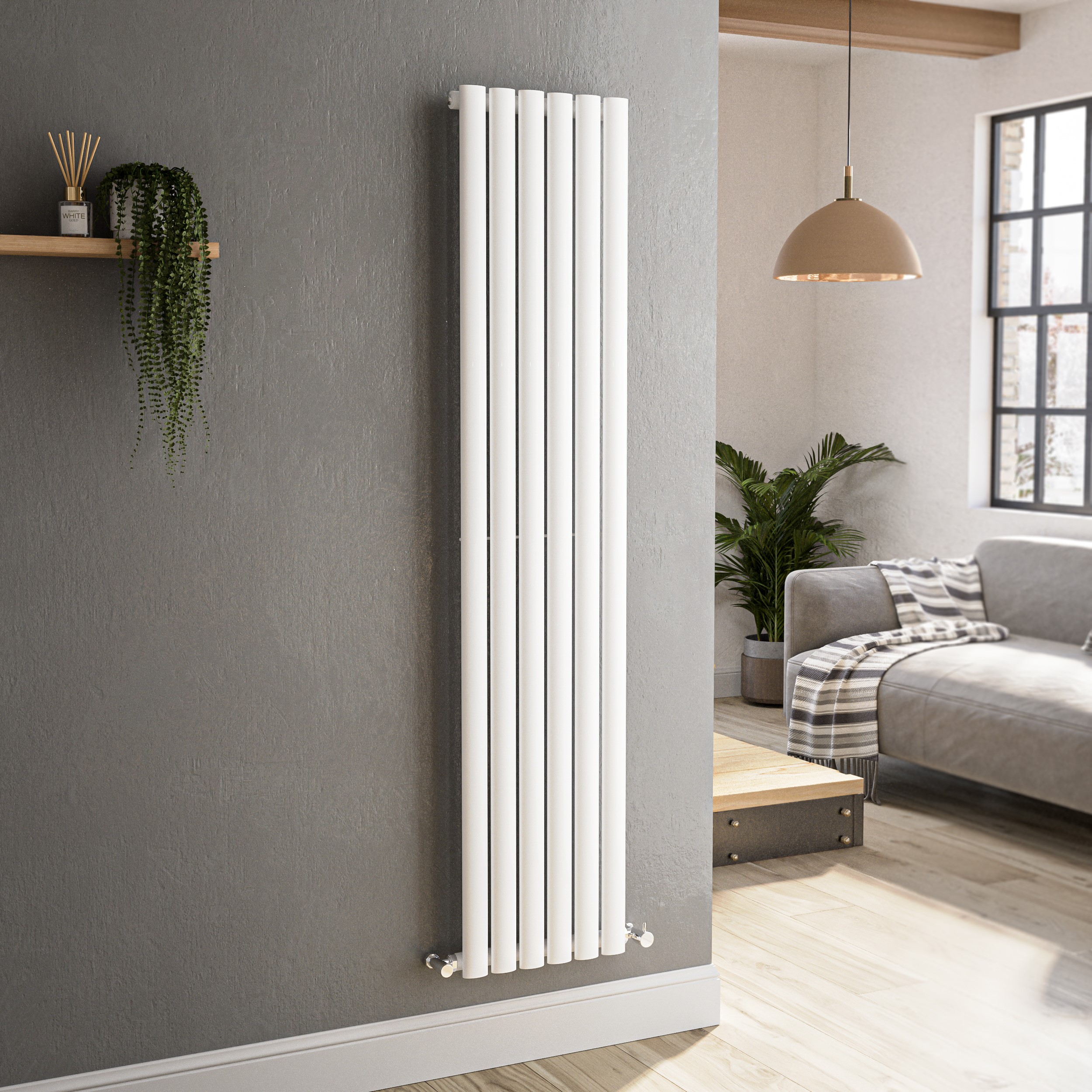 Sorrento White Vertical Oval Designer Radiator 1600x354mm Single Panel ...