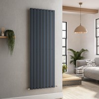 Riace Anthracite Vertical Flat Designer Radiator 1600x544mm Single Panel 3256 BTU