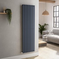 Sorrento Anthracite Vertical Oval Designer Radiator 1600x472mm Single Panel 3043 BTU