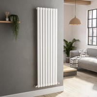 Sorrento White Vertical Oval Designer Radiator 1600x472mm Single Panel 3043 BTU