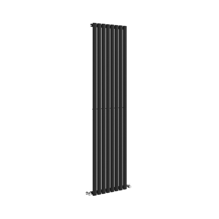 Sorrento Midnight Black Vertical Oval Designer Radiator 1800x472mm Single Panel 3373 BTU