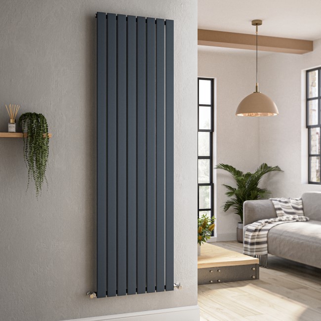 Riace Anthracite Vertical Flat Designer Radiator 1800x544mm Single Panel 3607 BTU