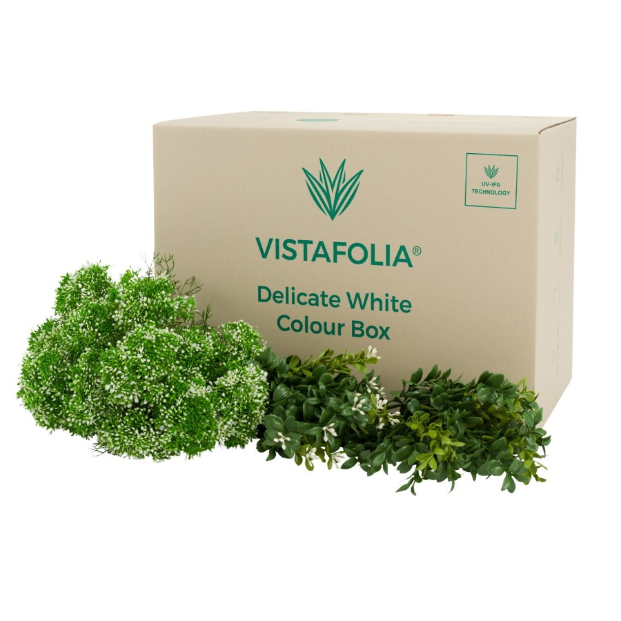 Green & White Artificial Flower Box 41 x 29cm- Vistafolia 
