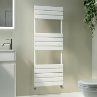 Riace White Vertical Flat Towel Rail  1200x450mm Single Panel 1621 BTU