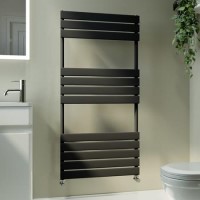 Riace Midnight Black Vertical Flat Towel Radiator 1200x600mm Single Panel 2034 BTU Riace Midnight Black Vertical Flat Towel Radiator 1200x600mm Single Panel 2034 BTU