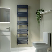 Riace Anthracite Vertical Flat Towel Rail  1600x450mm Single Panel 2171 BTU