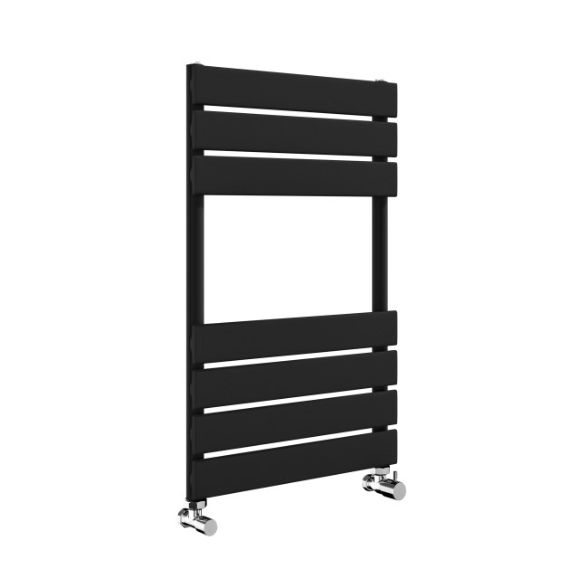 Riace Midnight Black Vertical Flat Towel Rail  650x400mm Single Panel 870 BTU