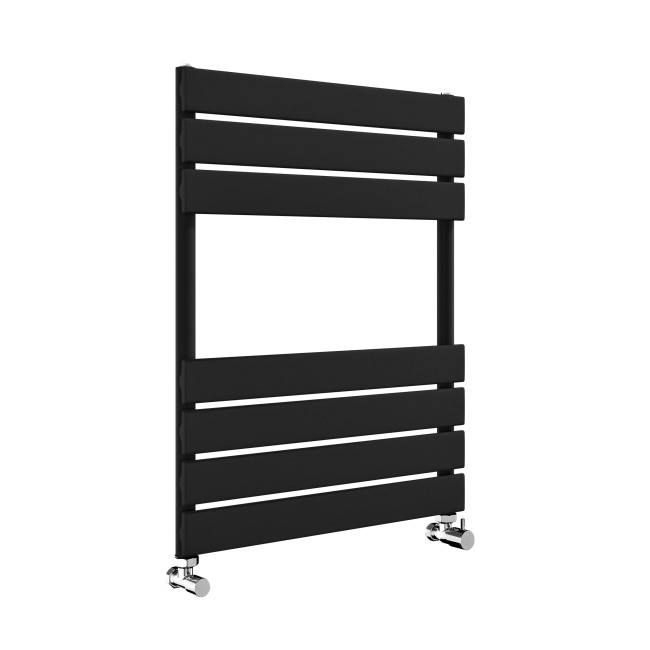 Riace Midnight Black Vertical Flat Towel Rail  650x500mm Single Panel 1018 BTU