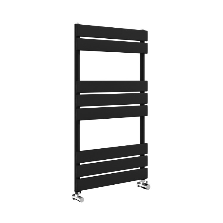 Riace Midnight Black Vertical Flat Towel Rail  800x450mm Single Panel 1120 BTU