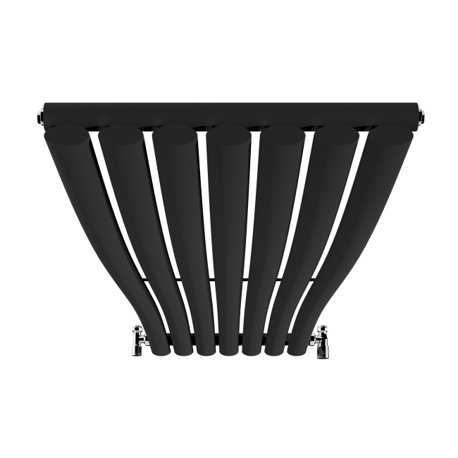 Onda Midnight Black Vertical Oval Waved  Designer Radiator 1800x413mm Single Panel 2926 BTU