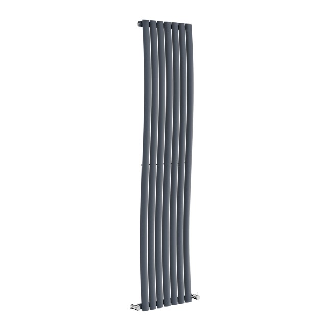 Onda Anthracite Vertical Oval Waved  Designer Radiator 1800x413mm Single Panel 2926 BTU