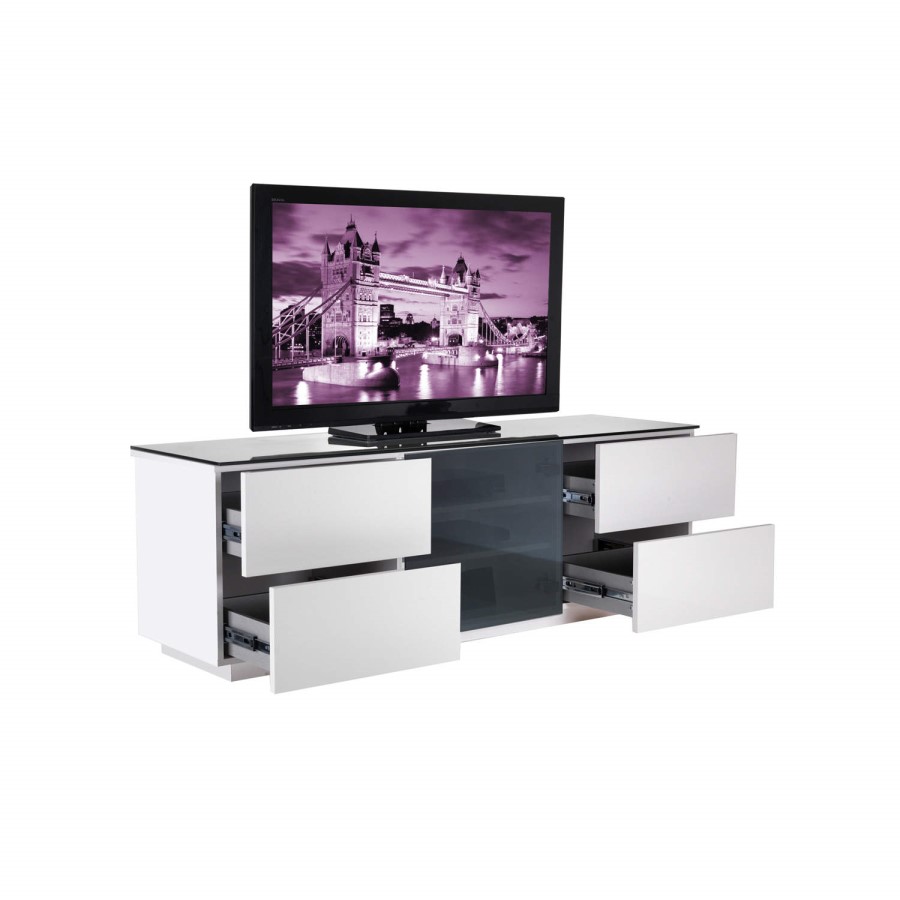 UKCF London Gloss White and Black TV Cabinet - Up to 60 Inch