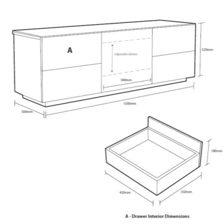 UKCF London Gloss White and Black TV Cabinet - Up to 60 Inch