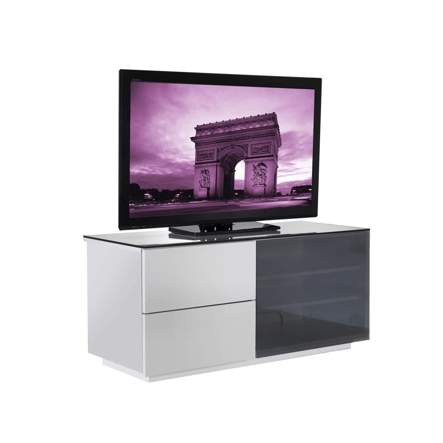 Ukcf Paris Gloss White And Black Tv Cabinet Up To 42 Inch