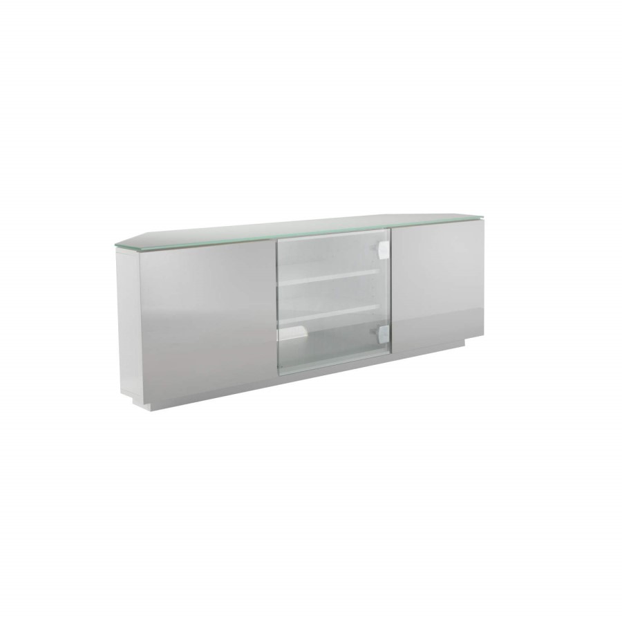 UKCF Milan Gloss White and White Corner TV Cabinet - Up to 55 Inch