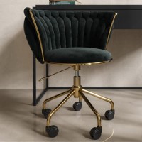 Black Velvet Knotted Swivel Office Chair - Verity