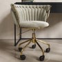 Cream Velvet Knotted Swivel Office Chair - Verity