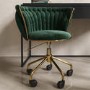 Dark Green Velvet Knotted Swivel Office Chair - Verity