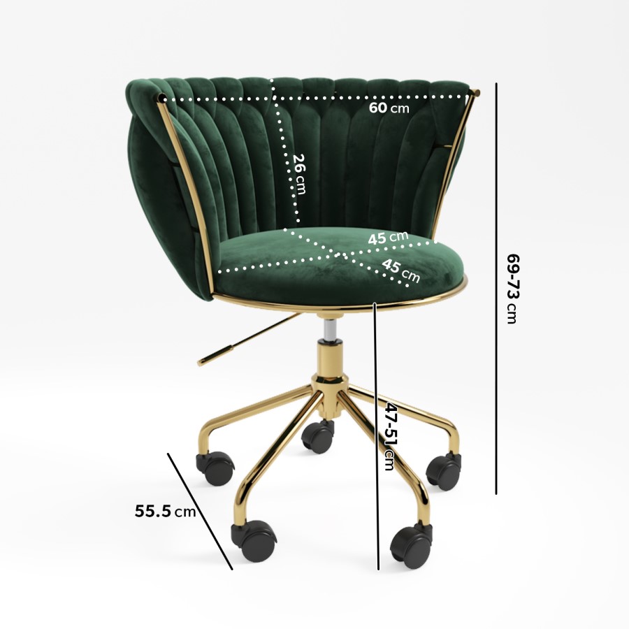GRADE A2 - Dark Green Velvet Knotted Office Chair - Verity
