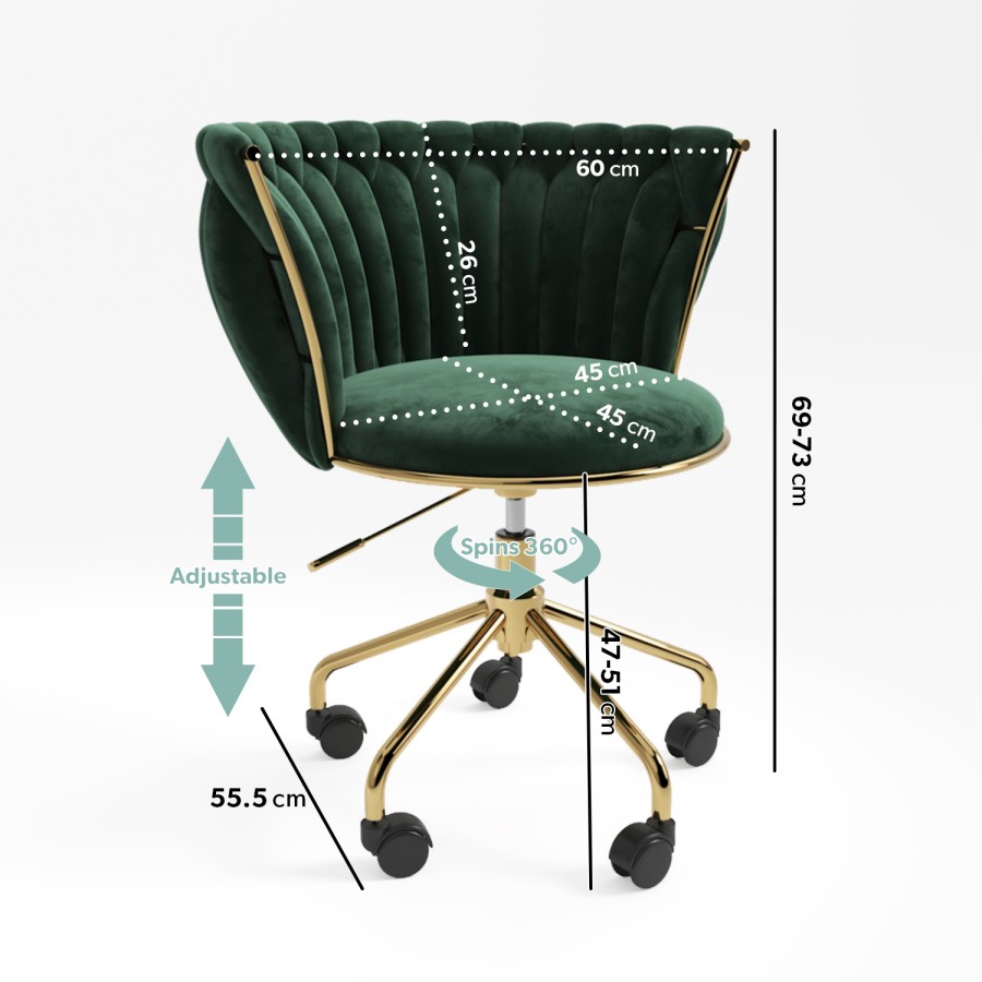 ALMOST PERFECT - Dark Green Velvet Knotted Swivel Office Chair - Verity