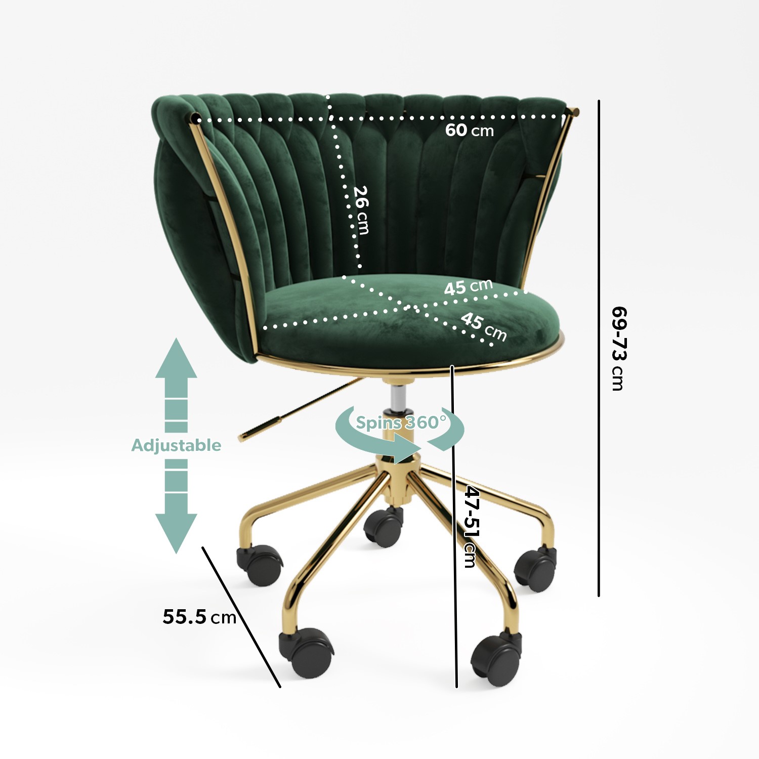 Dark green velvet leighton upholstered office chair Clearance