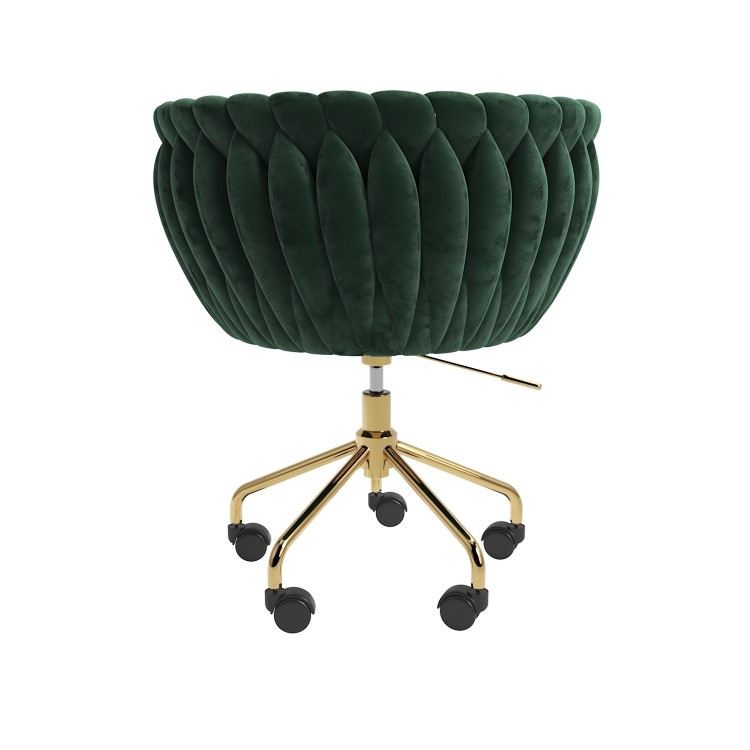 Dark Green Velvet Knotted Swivel Office Chair - Verity