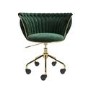 Dark Green Velvet Knotted Swivel Office Chair - Verity