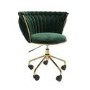 Dark Green Velvet Knotted Swivel Office Chair - Verity