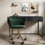 Dark Green Velvet Knotted Swivel Office Chair - Verity