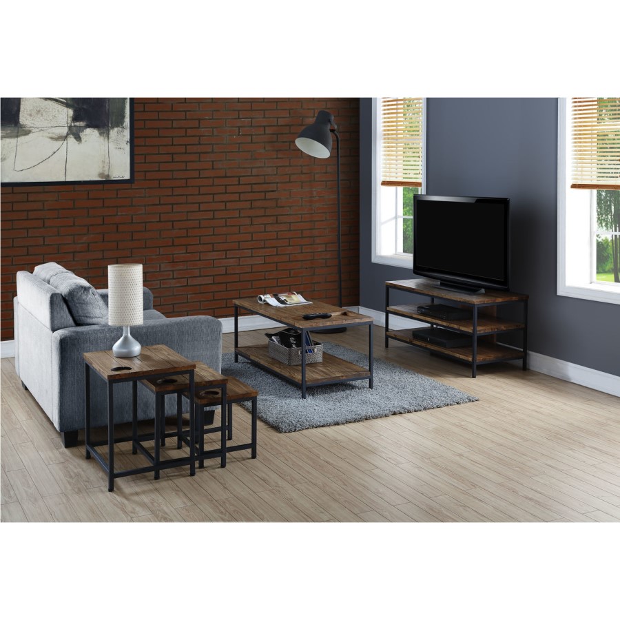 Jual Furnishings Metal and Rustic Oak TV Stand