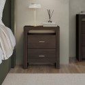 VXN001 Dark Mango Wood 2 Drawer Bedside Table - Vixen