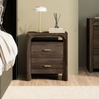 Dark Mango Wood 2 Drawer Bedside Table - Vixen