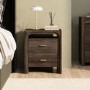 Dark Mango Wood 2 Drawer Bedside Table - Vixen