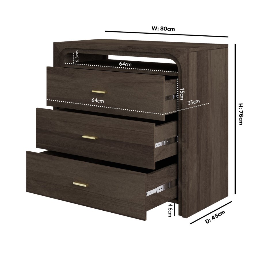 Dark Mango Wood Chest of 3 Drawers - Vixen