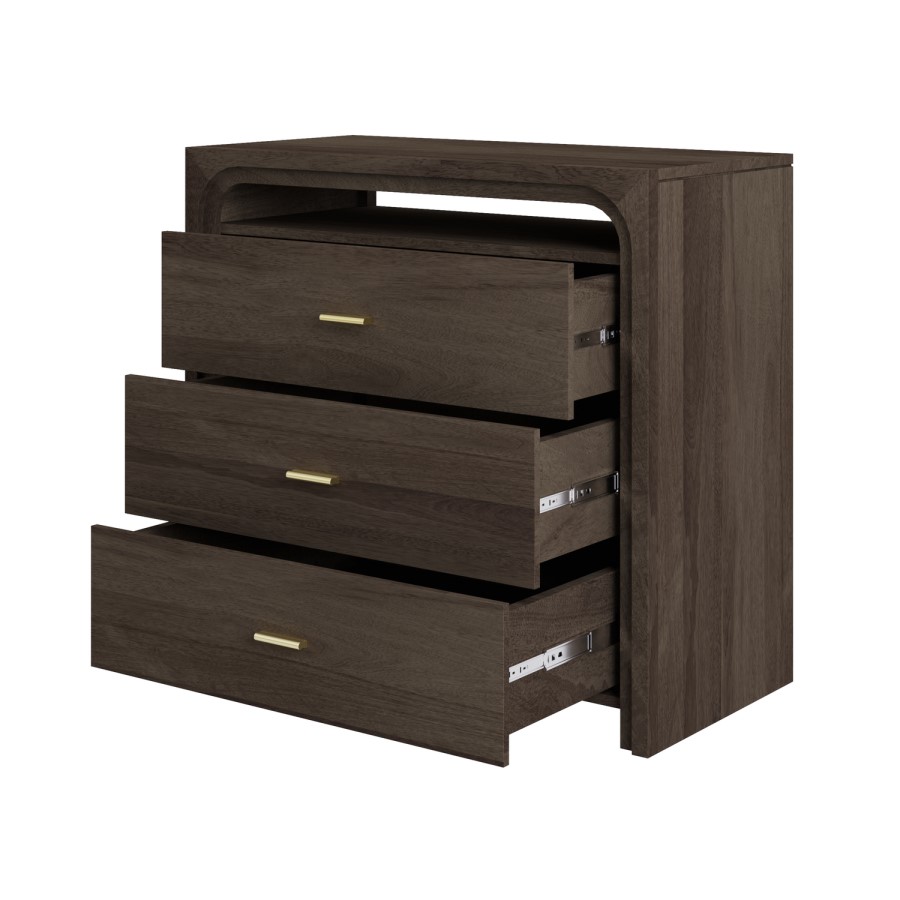 Dark Mango Wood Chest of 3 Drawers - Vixen