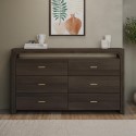 VXN003 Dark Mango Wood Chest of 6 Drawers - Vixen