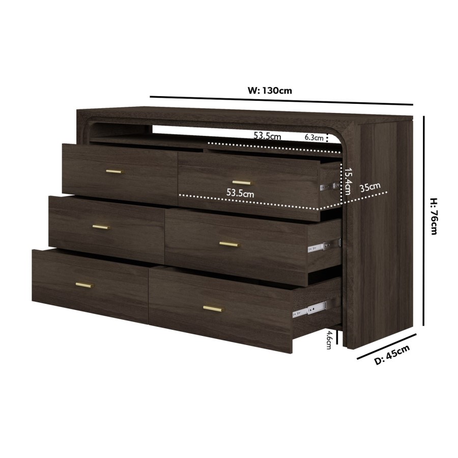 Dark Mango Wood Chest of 6 Drawers - Vixen
