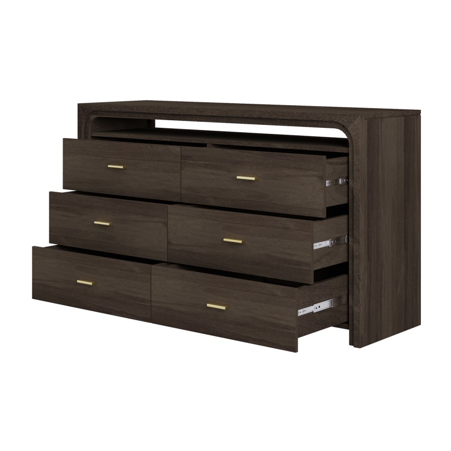 Dark Mango Wood Chest of 6 Drawers - Vixen