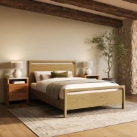 Light Oak Double Wooden Bed Frame - Vixen