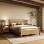 Light Oak Double Wooden Bed Frame - Vixen