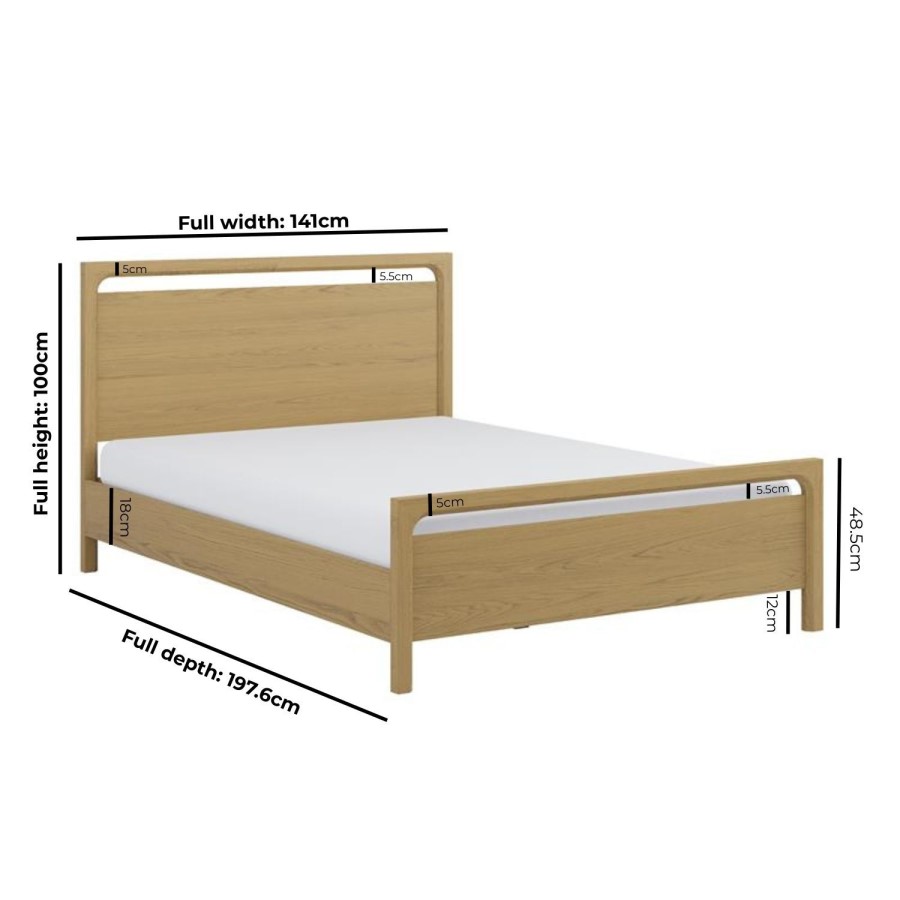 Light Oak Double Wooden Bed Frame - Vixen