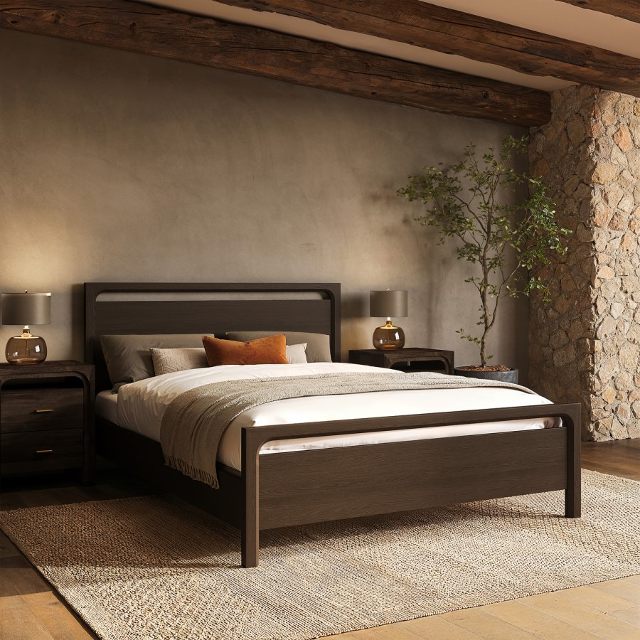 Dark Wood King Wooden Bed Frame - Vixen
