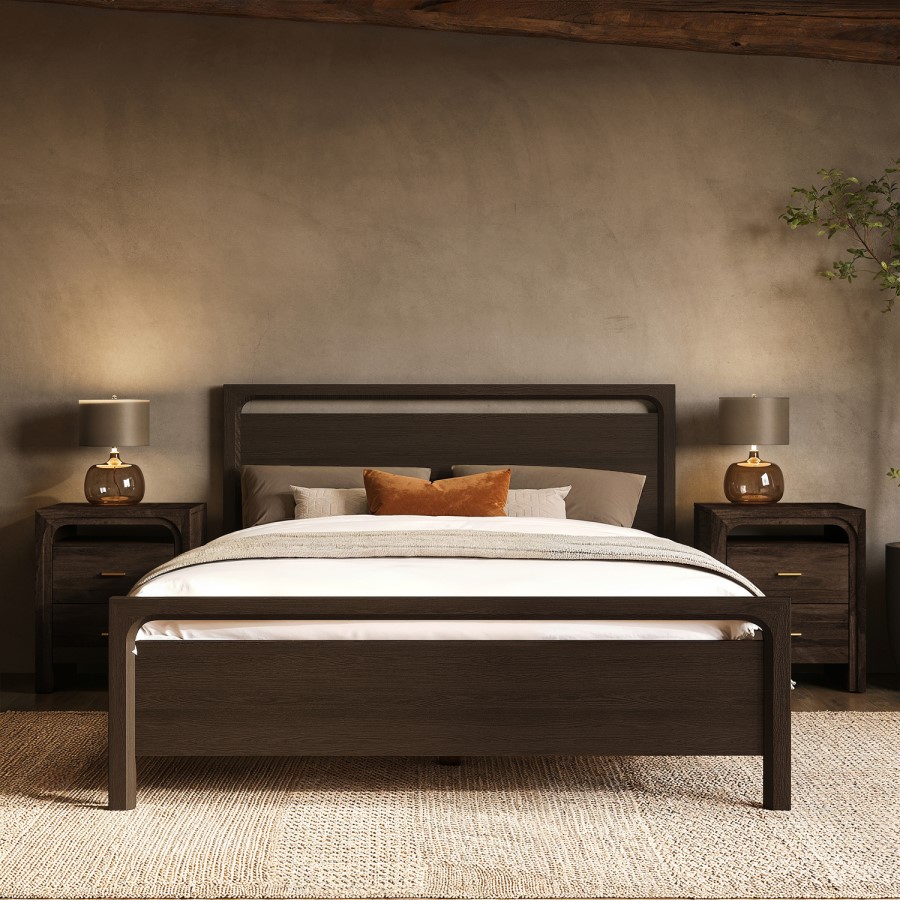 Dark Wood King Wooden Bed Frame - Vixen