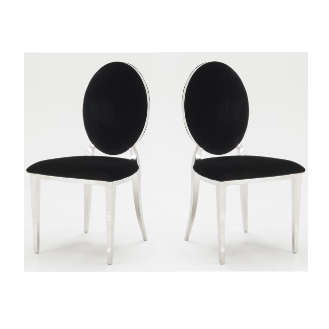 Vida Living Kalmar Mirrored Velvet Pair of Dining chair's - Black