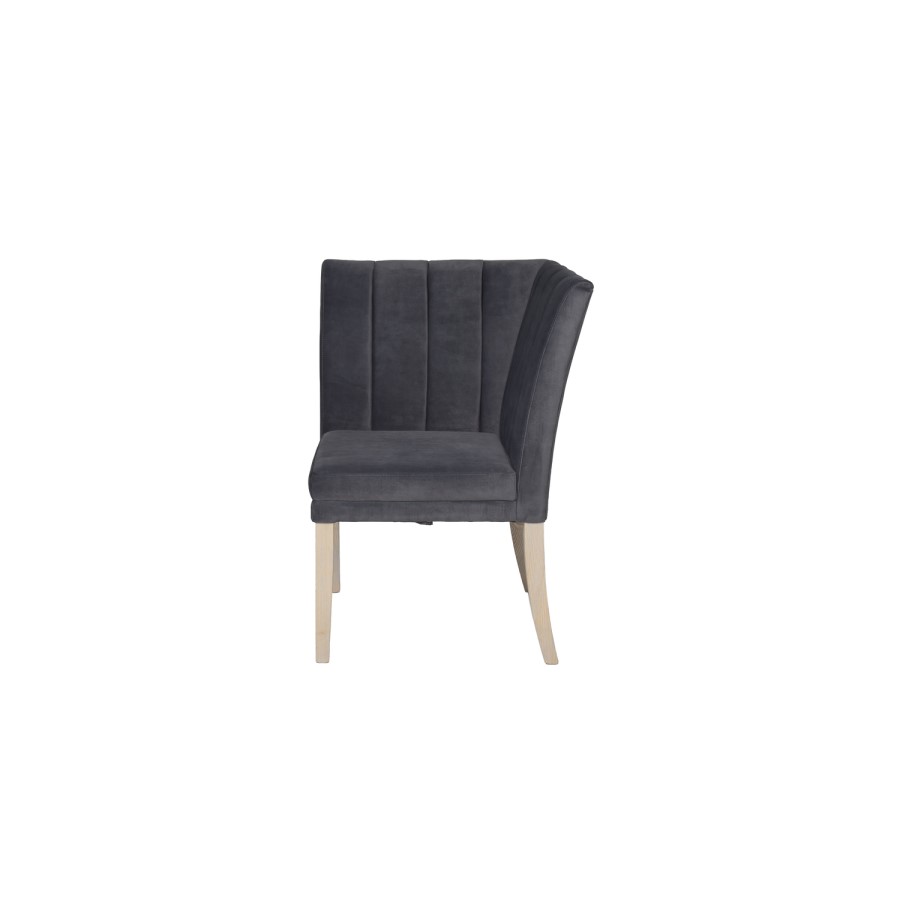 Dark Grey Fabric Corner Dining Bench Piece - Valent