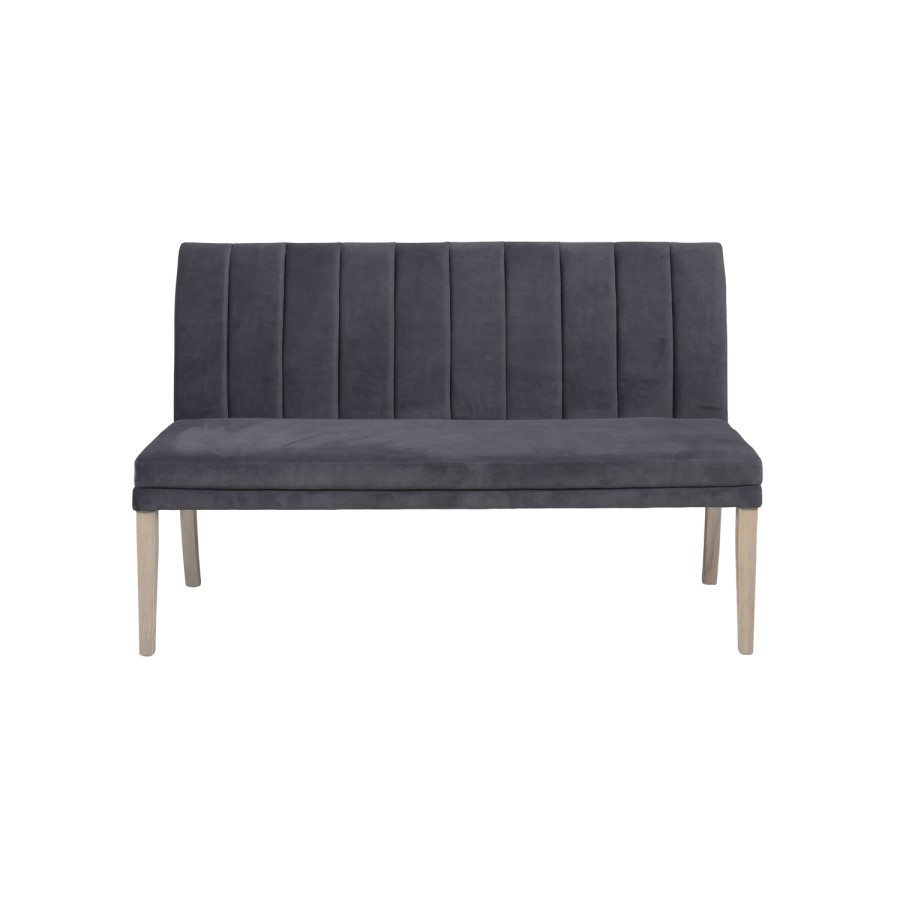 Dark Grey Fabric High Back Dining Bench Piece - Valent
